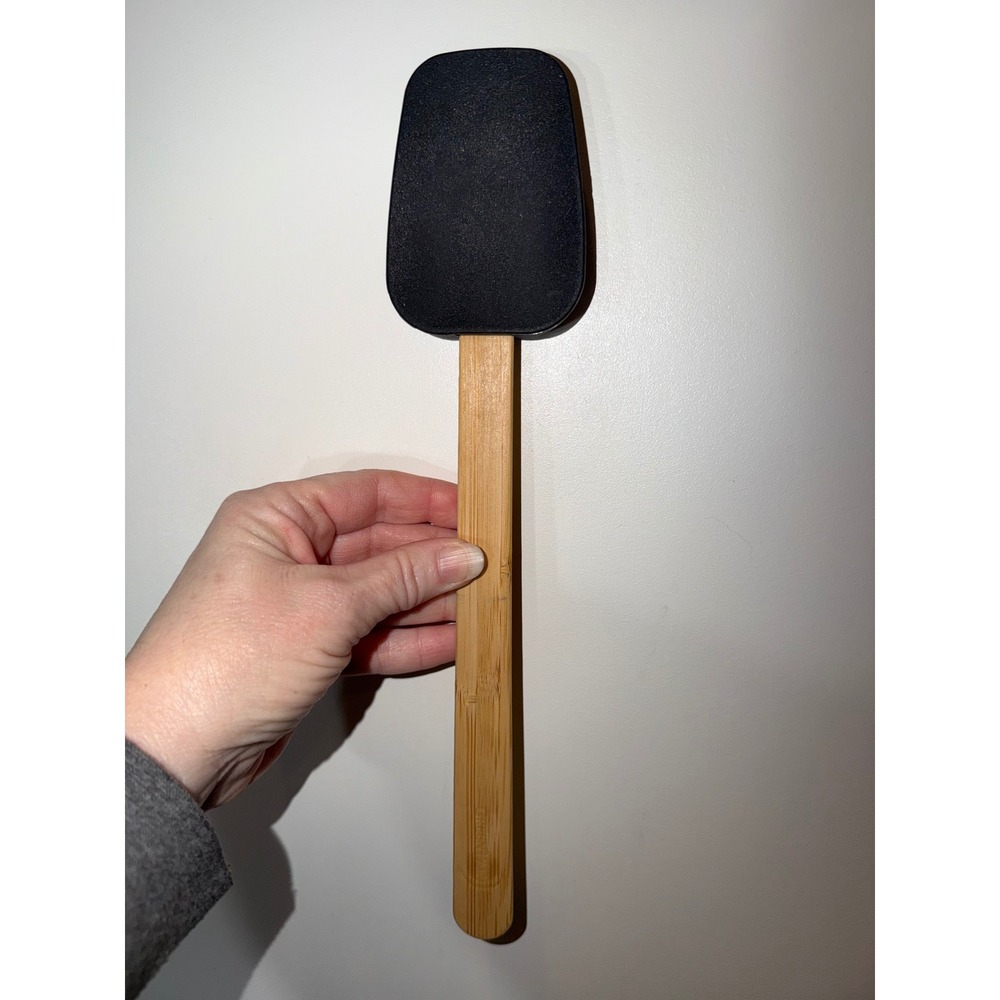 GreenPan Silicone Spatula with Bamboo Wood Handle Black Kitchen Utensil Scraper